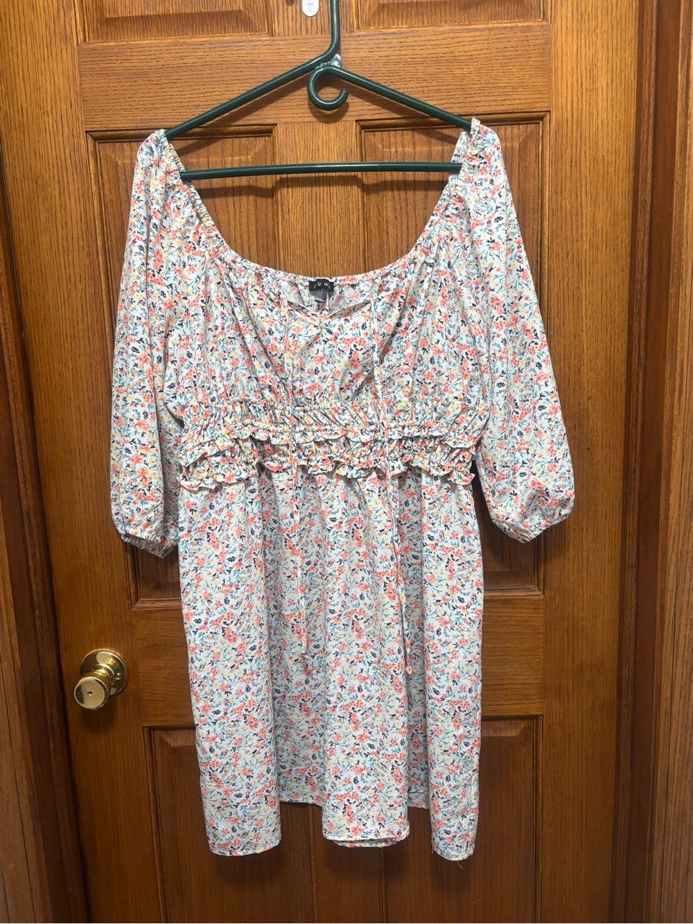 As U Wish Floral Midi Dress in Pink w/ Green and Blue Print. Sz 1X. NWT